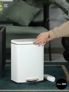 13L Foot Pedal Step Bin Extra Soft Closing Stainless Steel Dustbin Rubbish Waste Bin Kitchen Room Trash LIVINBASIC