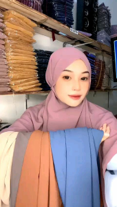 Hijab / Jilbab Bergo Maryam Non Pet Tali Size M Crinkle Airflow Premium
