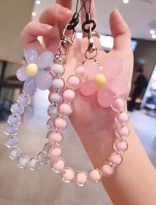 Phone Straps Hp Tali Gantungan Hp Flower Korean Chain Pelindung Handphone Rantai manik Macaron Bunga