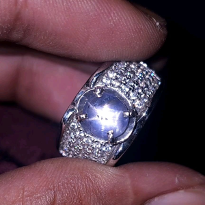 Natural STRONG STAR blue sapphire ceylon safir srilanka no treatment BODY GLASS