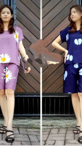 Setelan Celana Pendek motif daun muat bb 67 satu kilo muat4 stel