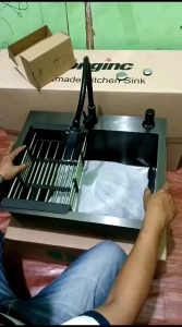 Paket Lengkap Tempat Cuci Piring Hitam & Kran Fleksibel