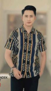 Kemeja Pendek Tenun Etnik Pria Dewasa