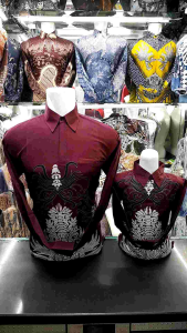 Batik Couple Ayah dan Anak Katun Solo Burgandi