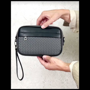 Mens Business Woven Shoulder Bag Crossbody Bag Leather Bag Square Sling Bag Beg Bahu Lelaki男士单肩斜挎小方包