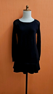 atasan wanita hitam rajut GLITTERS+ cewek L lengan panjang santai