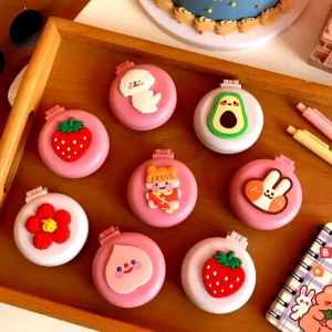 Sisir Lipat Bulat dengan Cermin Ala Korea & Sisir Compact 2in1 Motif Lucu