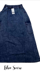 Rok Cargo Jeans Snow Blue & Snow Black: Desain Cargo untuk Wanita