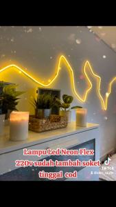 lampu led neon flek 220v lampu hias meteran 12345meter mudah di bentuk  elastis banget sudah tinggal pakai sudah di pasang soket tinggal jos keu terminal