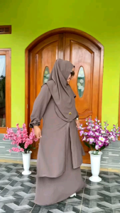 Marwah Long Tunik Set Rok Wanita Terbaru Kekinian Matt Crinkle Airflow