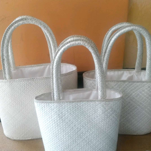 “Tas Jinjing set pandan Bucket Oval Cream Ecru – Handbag Wanita Elegan set 3