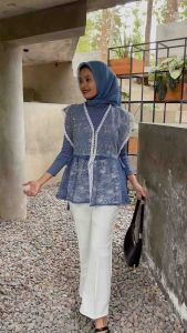 Zura Vest Brukat Outer Tille Garden Vest Wanita Baju Kondangan Outer Wanita Kekinian