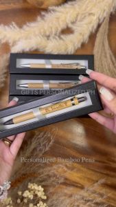 Personalized Ball Pen GEL INK | Engraved Bamboo Ballpen | PLEASE SELECT IF Pen Only or with Window Box / Acrylic Case / Velvet Pouch - Prices differ depending on the variation | Personalize Gel Pen gelpens