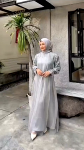 baju gamis pesta mewah bahan silk premium mix brukat terbaru selena dress gamis lebaran wanita fashion wanita muslim kekinian baju lebaran gamis kondangan