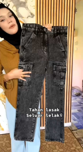Mens Acid Wash Denim Cargo Pants Premium Quality Size 28–40