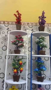 Rak bunga kayu sudut ruangan tinggi 120cm - Oval