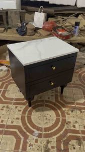 (CÓ ẢNH THẬT)FREESHIP HN Tủ tab đầu giường 2 ngăn kéo mặt đá phong cách retro decor phòng ngủ phòng khách homestay