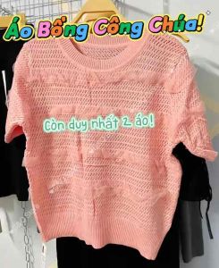 Áo Mongtoghi Form Rộng Ngắn Tay Đơn Giản Phối Bèo Ngang Dễ Thương Cho Nữ