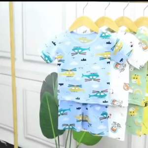 Baju Tidur Bayi Laki Laki Set Piyama pendek Anak  Katun Lengan Pendek Setelan Kaos HP Kids