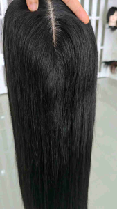 แผ่นปิดผมบาง ทอปเปอร์ผมแท้ ขอบเนียน ผมยาวหนาเท่าวิกผม ขนาดฐาน6×7นิ้ว ผมยาว22-23นิ้ว