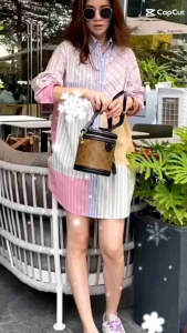 TM 2480 Kemeja Astella patchwok striped import