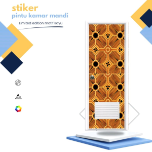 Stiker Pintu Kamar Mandi Motif Kayu Interior