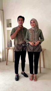 Atasan Batik Kerja Pria Wanita Motif Anggrek