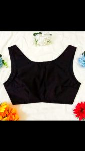 Sleeveless Padded Readymade Saree Blouse Black White Bust: 32 to 49 inch Plus and Petite Size