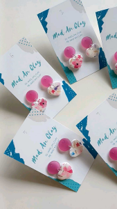 Spring floral polymer clay earring