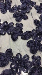 Vải lưới kết hoa 3D màu xanh đen đẹp sang(khổ 1m5)may đầm váy áo kiểu thiết kế thời trang