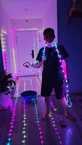 Cuộn Led đuổi 10M Dây đèn RGB 5V nháy theo nhạc chống nước chỉnh app điện thoại + điều Khiển