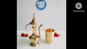 BrassByfa SET1322 ขุดกรวดน้ำ กาอินเดียแก้วทองเหลือง กาทองเหลืองอินเดีย กาอินเดีย กาทองเหลืองอินเดียโบราณ - Lazada
