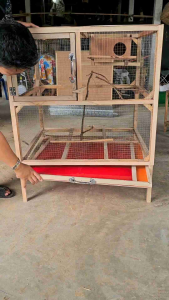 กรงเลี้ยงนก (พร้อมบ้านถาดรองกิ่งไม้) ขนาด100×80×80ซม.