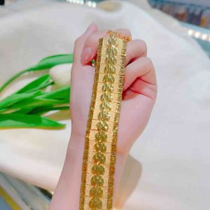 Lắc tay bản tim 23cm khoá chữ S mạ vàng 24k Kami