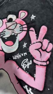Ready stock oversize Cotton Tops with bling bling pink panther 2173