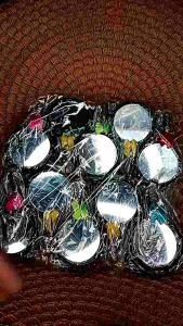 Souvenir Pernikahan Elegan: Souvenir Kaca Hegel Bulat Gagang Diikat Tali Isi 50 Pcs