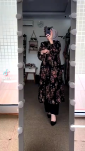 Lenia Set - One Set Wanita Long Tunik Crinkle Airflow Premium