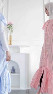 RED-Maxi Dress Stripe Mermaid/Dress Duyung Modern/Long Dress Korean Style//Maxi Dress Salur