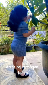 dress anak lengan balon dress rajut anak pakaian anak perempuan usia 1 2 3 4 tahun