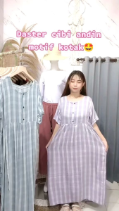 Daster Andin Busui Home Dress Rayon Motif Salur Kotak