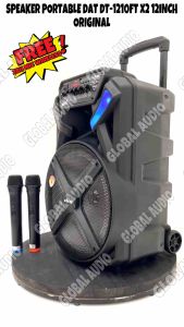 Speaker Portable DAT DT1210FTX2 12inch Original Free 2bh Mic Wireless Dat 1210 ftx2 DT 1210FT X2 ( Bisa COD )