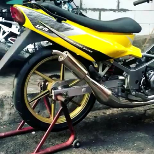KNALPOT SUZUKI SATRIA  2tak HIU/LUMBA STANDAR RACING FULL CROOM SUARA GARING