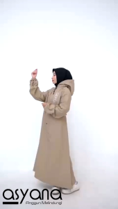 Jas hujan Wanita Gamis Muslimah JumboDewasa Bahan PVC 025 Tebel Kuat Elastis Tahan Lama