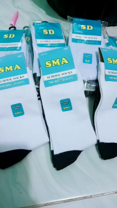 Kaos Kaki Sekolah Katun Lembut Ankle Putih Telapak Hitam SD/SMP/SMA