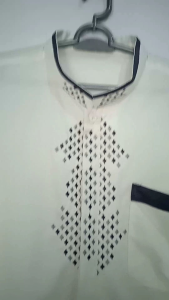 Baju Koko Dewasa Warna BW Lengan Pendek aplikasi bordir Lengan Kerah Saku Aplikasi kain abu