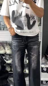 celana panjang jeans washed loose fit pria celana jeans panjang gombrong