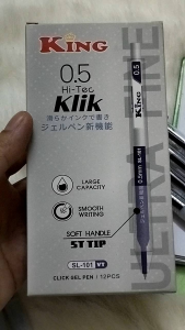 Hộp 12 cây bút gel bấm King SL101 ngòi 0.5mm ( bút đệm tay chống trơn trợt khi viếtmực mau khôkhông lem )