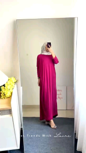 Gamis Inara Ns bahan Knit Import Premium Grade A Model Lengan Batwing aksen kancing busui Gamis Viral jumbo murah