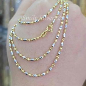 สร้อยคอ ชุบ2 กษัตริย์ ลายBall Moon /เม็ดข้าวตัดกระจก