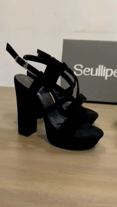 sandal hak tinggi suede tali tinggi 13 cm